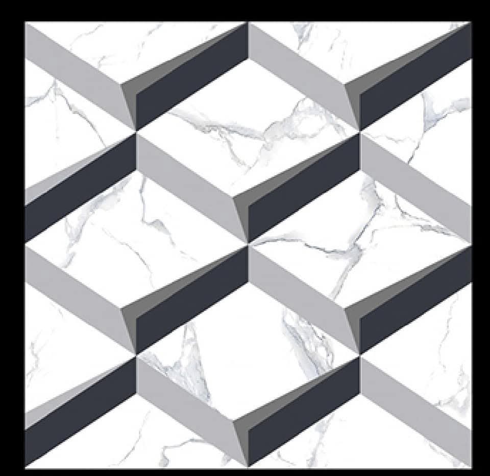 Marble Cube 3D Geometric Polished Porcelain Tile - Image 3