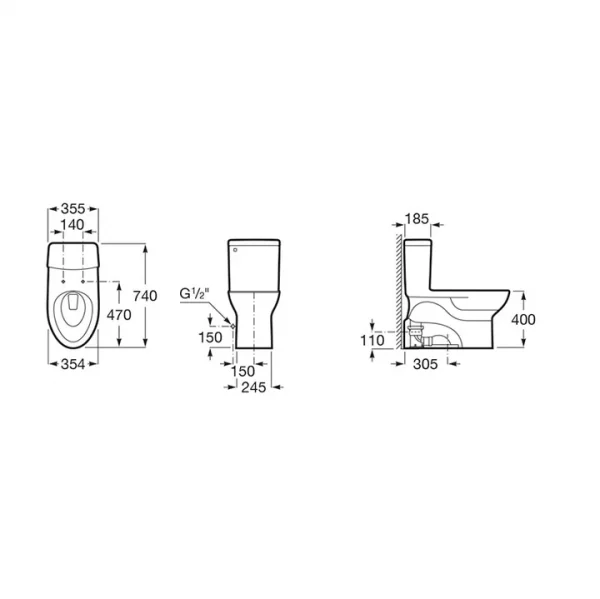 Roca Debba One-Piece Toilet — Floor-Standing S-Trap Single Flush, White
