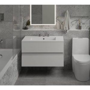 Space 30" Wall-Hung Bathroom Vanity — Two Soft-Close Drawers with Gola Handles, MDF (Sink Not Included) - Image 2