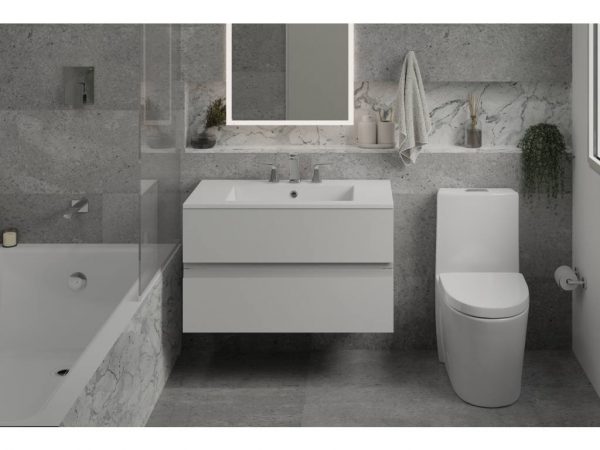 Space 30" Wall-Hung Bathroom Vanity — Two Soft-Close Drawers with Gola Handles, MDF (Sink Not Included)