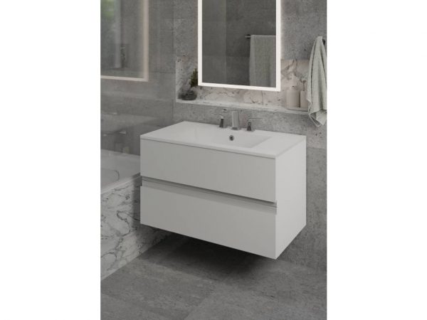 Space 30" Wall-Hung Bathroom Vanity — Two Soft-Close Drawers with Gola Handles, MDF (Sink Not Included)