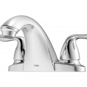 Elemental 4" Centerset Basin Faucet — Twin-Lever Chrome Deck-Mounted Mixer with Pop-Up Drain - Image 3