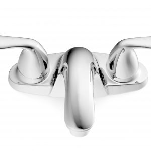 Elemental 4" Centerset Basin Faucet — Twin-Lever Chrome Deck-Mounted Mixer with Pop-Up Drain - Image 2