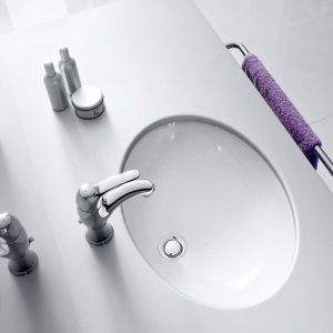 Roca Grand Berna Undermount Sink, Round, White, 24 7/16", Standard Overflow, ADA Compliant - Image 2