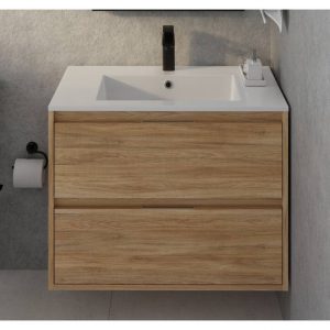 Celite Cube 32" Wall-Hung Vanity Unit, Two Soft-Close Drawers, Gola Handles, Gloss White - Image 6