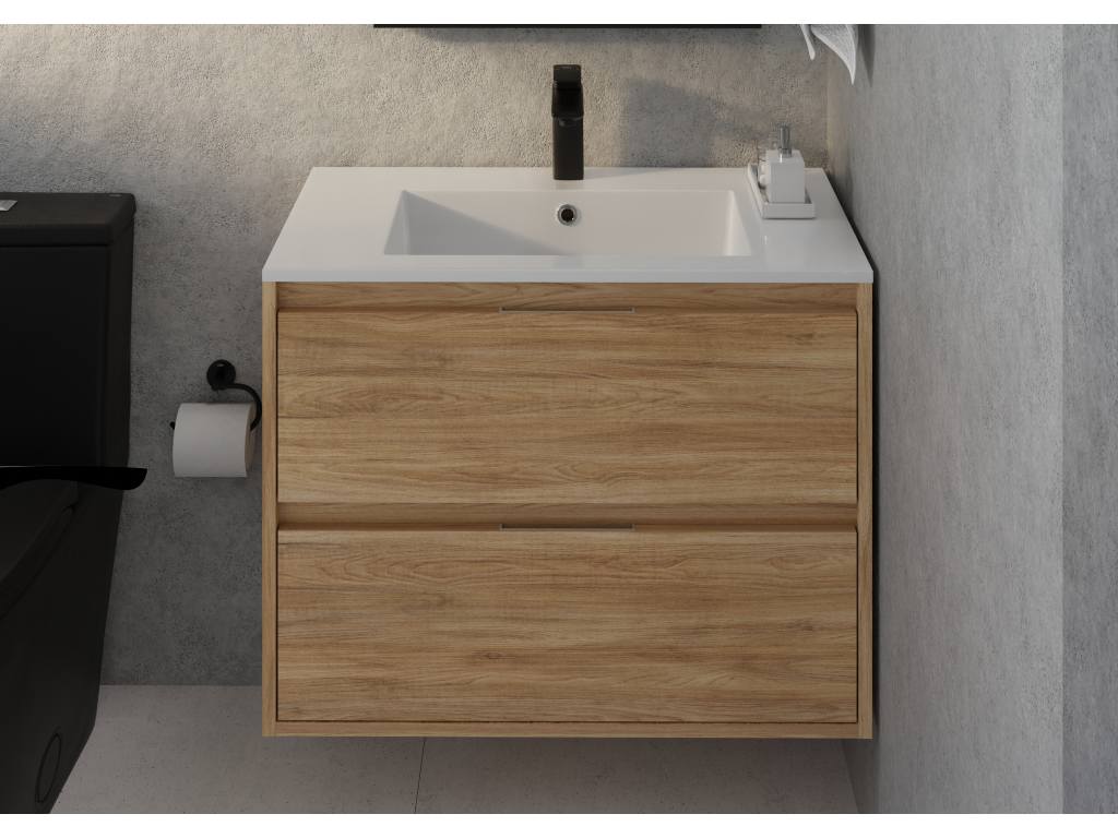 Celite Cube 32" Wall-Hung Vanity Unit, Two Soft-Close Drawers, Gola Handles, Gloss White - Image 6