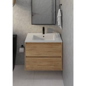 Celite Cube 32" Wall-Hung Vanity Unit, Two Soft-Close Drawers, Gola Handles, Gloss White - Image 5