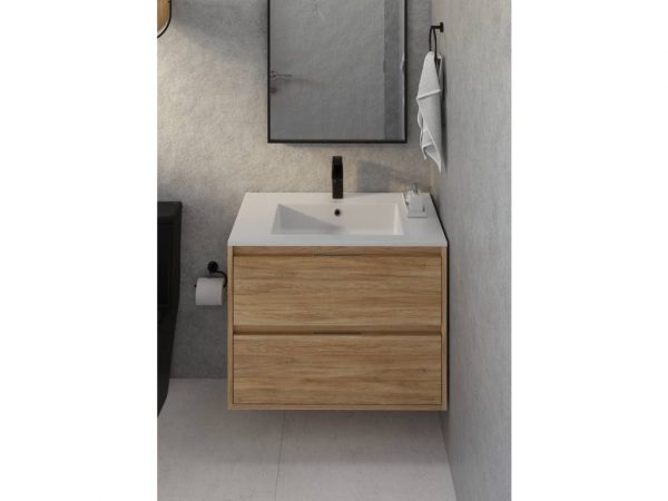 Celite Cube 32" Wall-Hung Vanity Unit, Two Soft-Close Drawers, Gola Handles, Gloss White