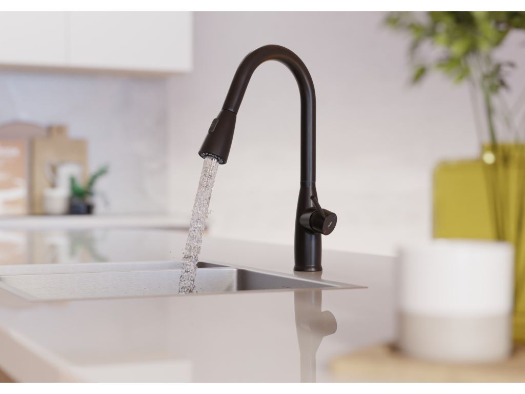 Celite Bliss Single-Handle Pull-Down Kitchen Faucet, High Neck, Lateral Handle, Chrome, 1.8 GPM, Water Saving - Image 6