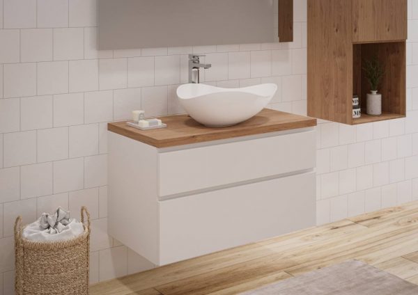 Roca Aurora Vanity Worktop, Artisan Oak, 90cm, CARB2 Compliant, Vessel Basin Compatible