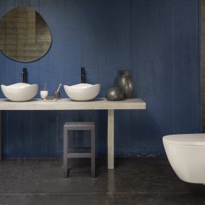 Roca Ohtake Round FINECERAMIC® Over-Countertop Basin, Onyx, 380mm, Asymmetric - Image 2