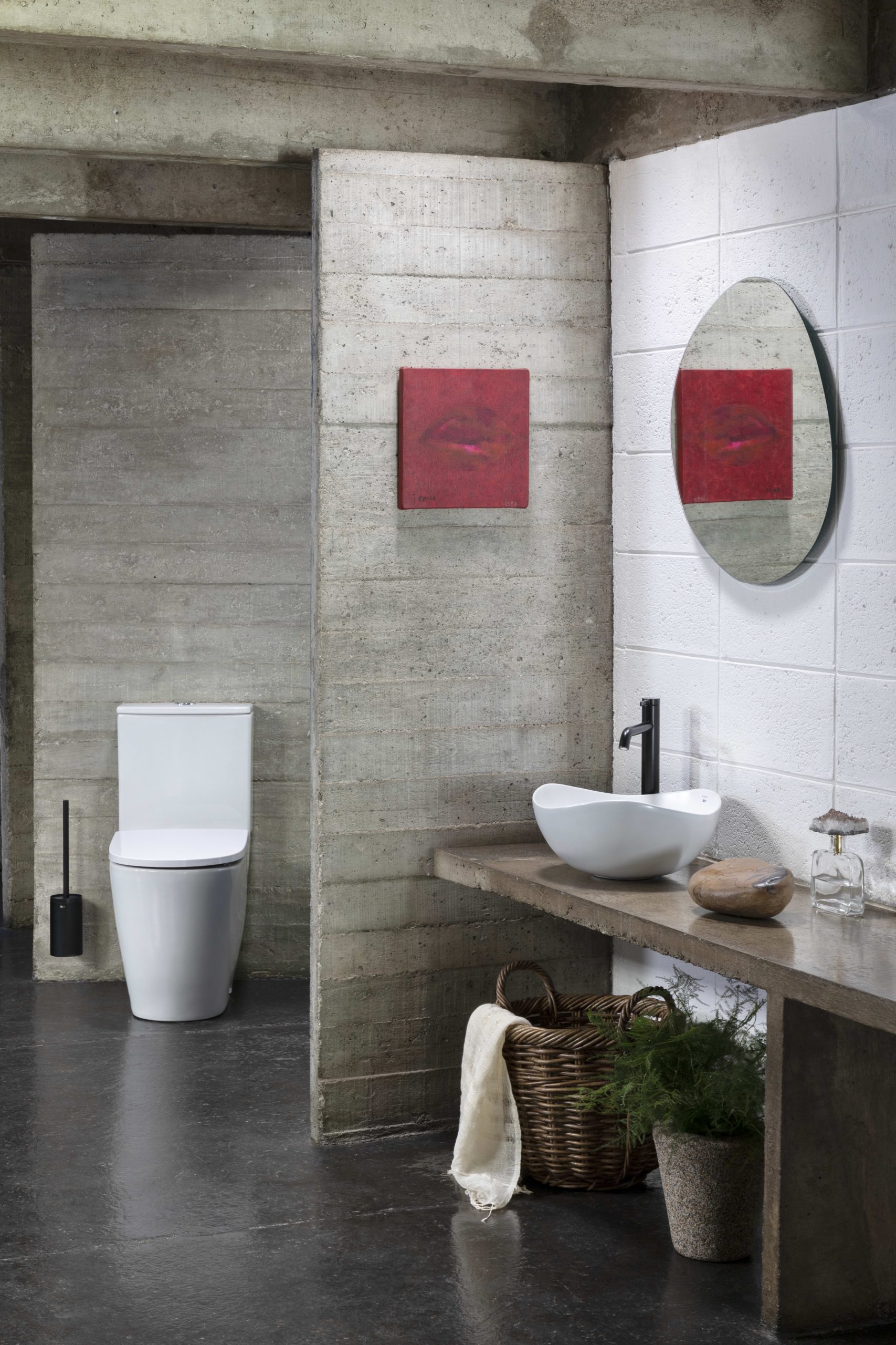 Roca Ohtake Round FINECERAMIC® Over-Countertop Basin, Onyx, 380mm, Asymmetric - Image 3
