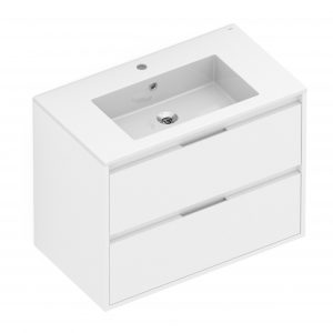 Celite Cube 32" Wall-Hung Vanity Unit, Two Soft-Close Drawers, Gola Handles, Gloss White - Image 3