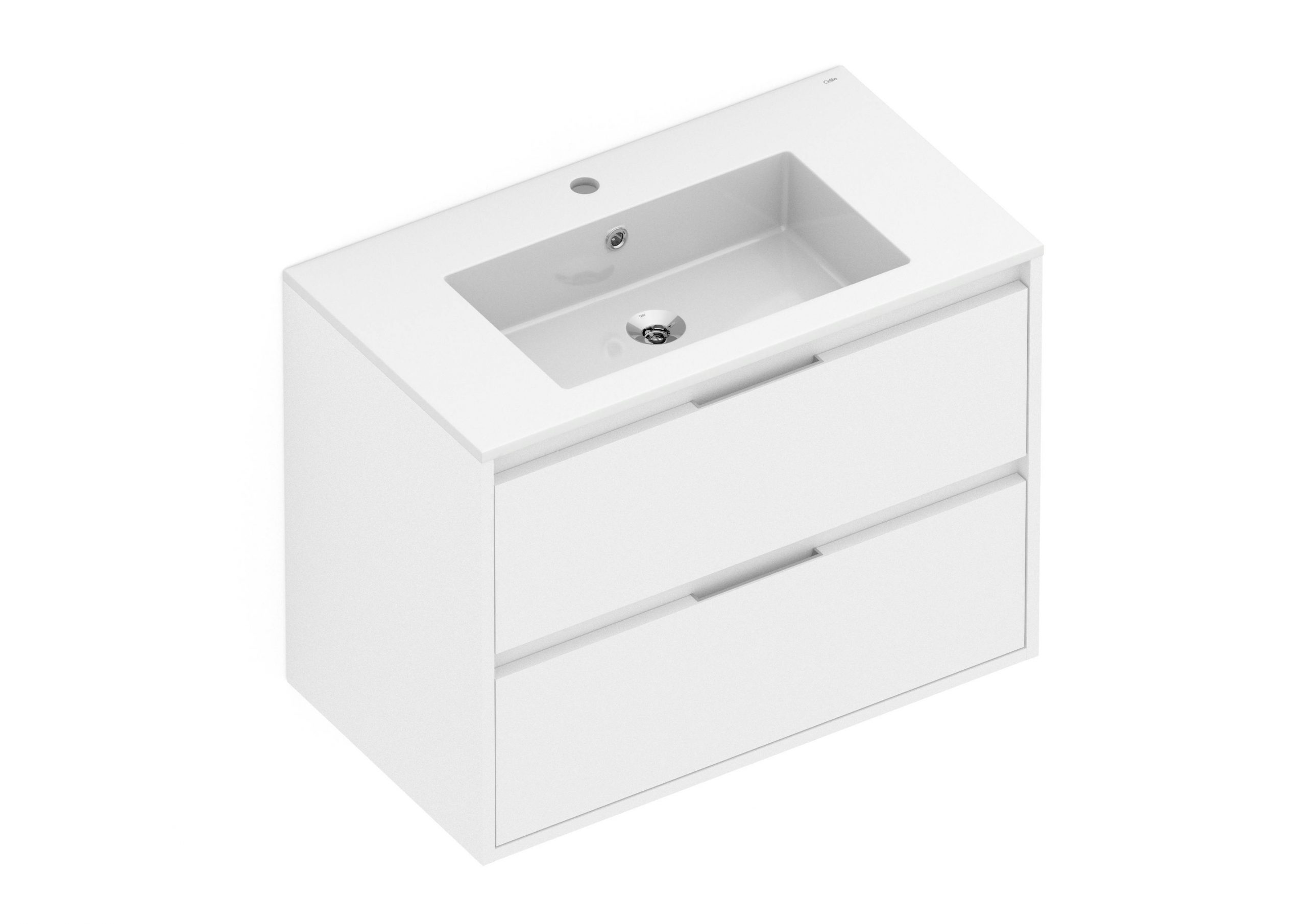 Celite Cube 32" Wall-Hung Vanity Unit, Two Soft-Close Drawers, Gola Handles, Gloss White - Image 3