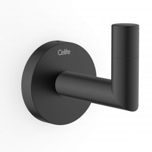 Celite City Robe Hook, Wall-Mounted, Matte Black, Round, Fixing Kit Included - Image 3