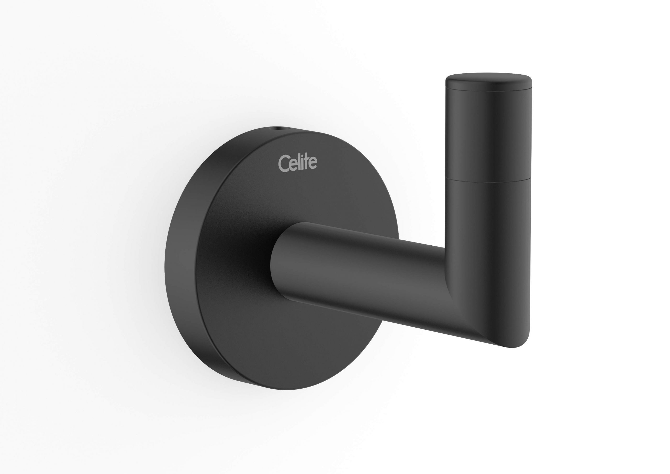 Celite City Robe Hook, Wall-Mounted, Matte Black, Round, Fixing Kit Included - Image 3
