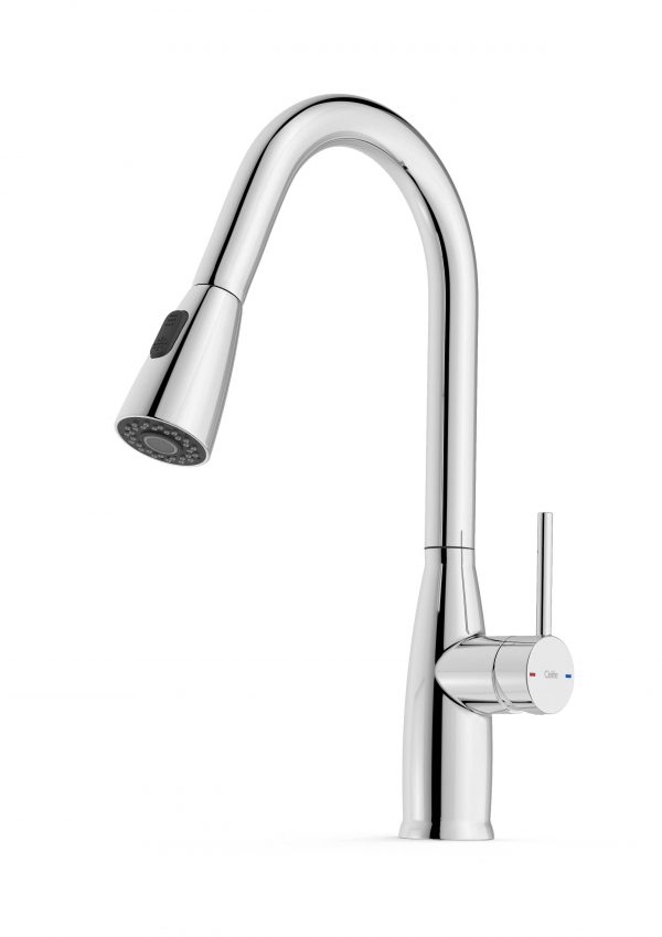Celite Bliss Single-Handle Pull-Down Kitchen Faucet, High Neck, Lateral Handle, Chrome, 1.8 GPM, Water Saving