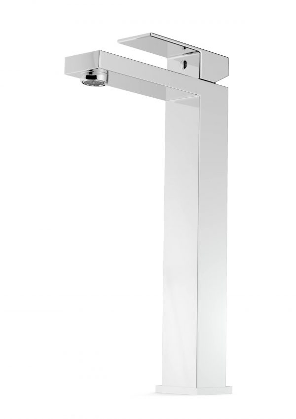 Celite Cube High-Neck Single-Lever Basin Faucet, Vessel Sink, Chrome, 1.2 GPM, Water Saving