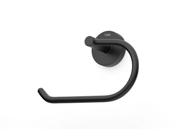 Celite City Toilet Paper Holder, Wall-Mounted, Matte Black, No Cover, Fixing Kit Included