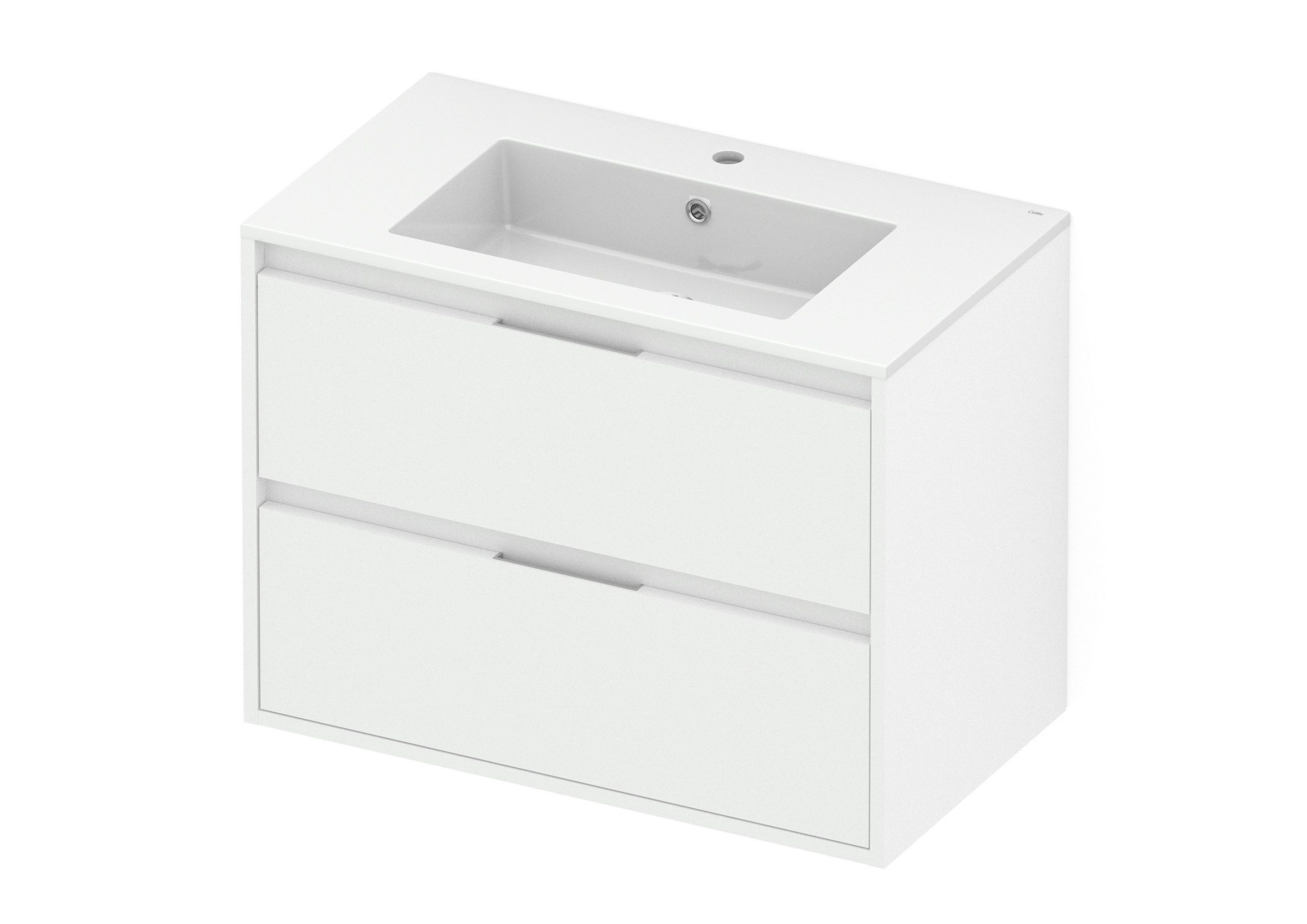 Celite Cube 32" Wall-Hung Vanity Unit, Two Soft-Close Drawers, Gola Handles, Gloss White - Image 2