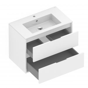 Celite Cube 32" Wall-Hung Vanity Unit, Two Soft-Close Drawers, Gola Handles, Gloss White - Image 4