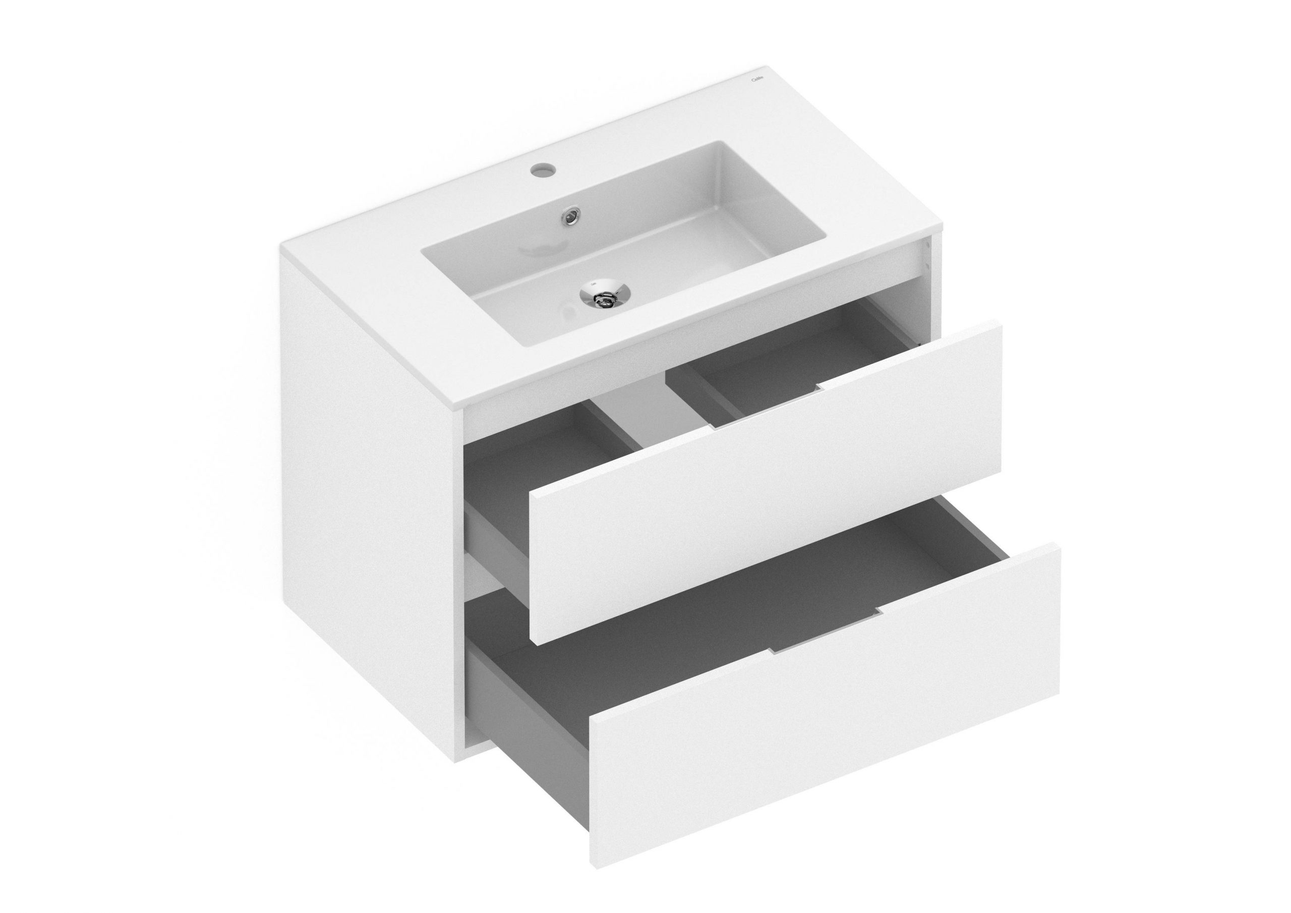 Celite Cube 32" Wall-Hung Vanity Unit, Two Soft-Close Drawers, Gola Handles, Gloss White - Image 4